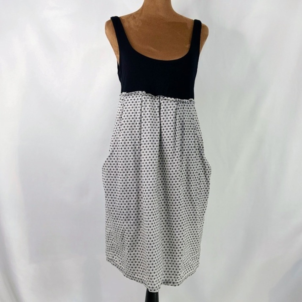 BCBGIRLS Tank Dress Y2K Medium Black White Geometric Print Good Empire Waist